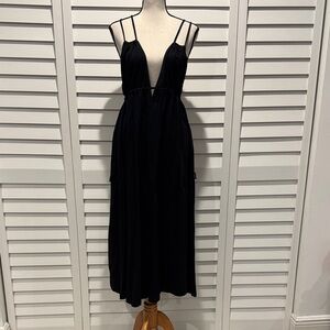 Zara NWT Black Backless Strappy MIDI Dress adjustable.